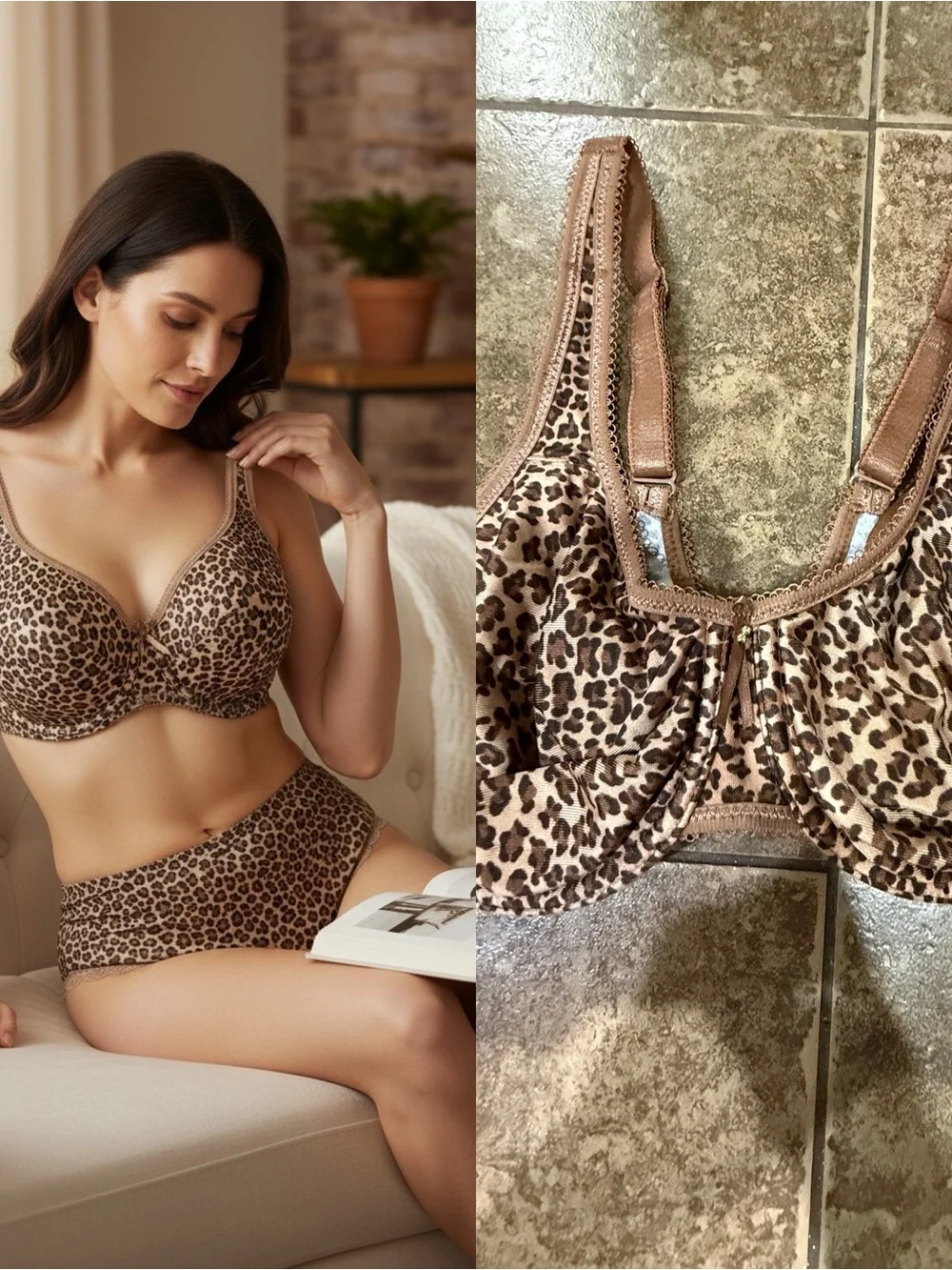 Wacoal 32DD Leopard Print Underwire Bra Full Coverage Animal Print